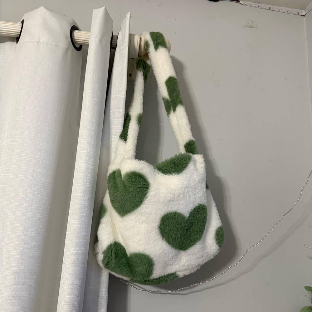 Green Heart Patterned Women's Bag